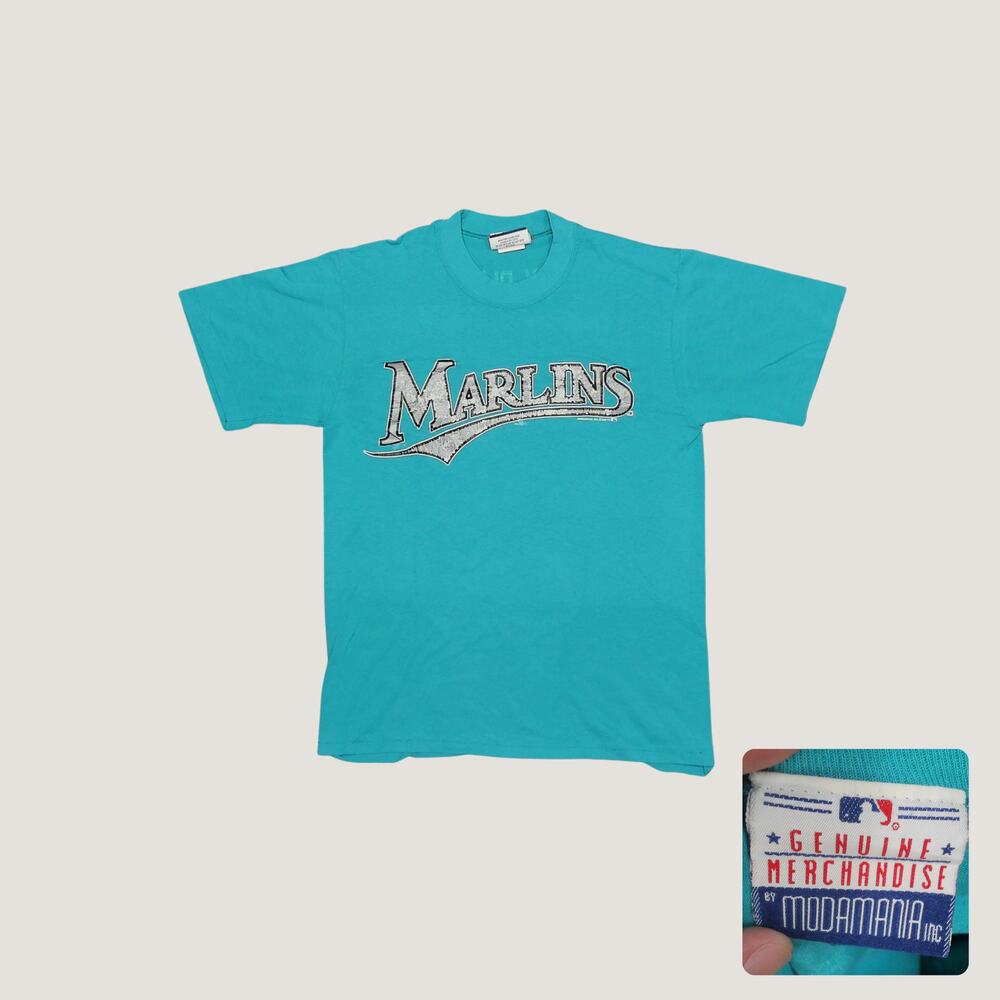 Modamania | Vintage 1993 Florida Marlins Single Stitch Teal T-Shirt Mens Medium